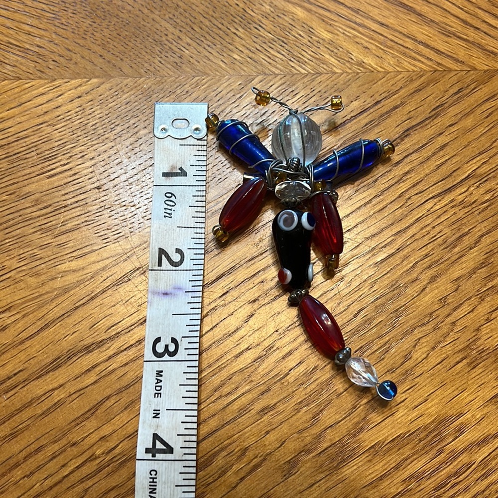 Vintage Glass Bead Dragonfly Brooch - Picture 3 of 3